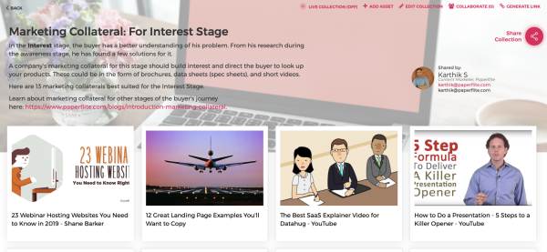 Marketing Collateral for Consideration Stage | Paperflite