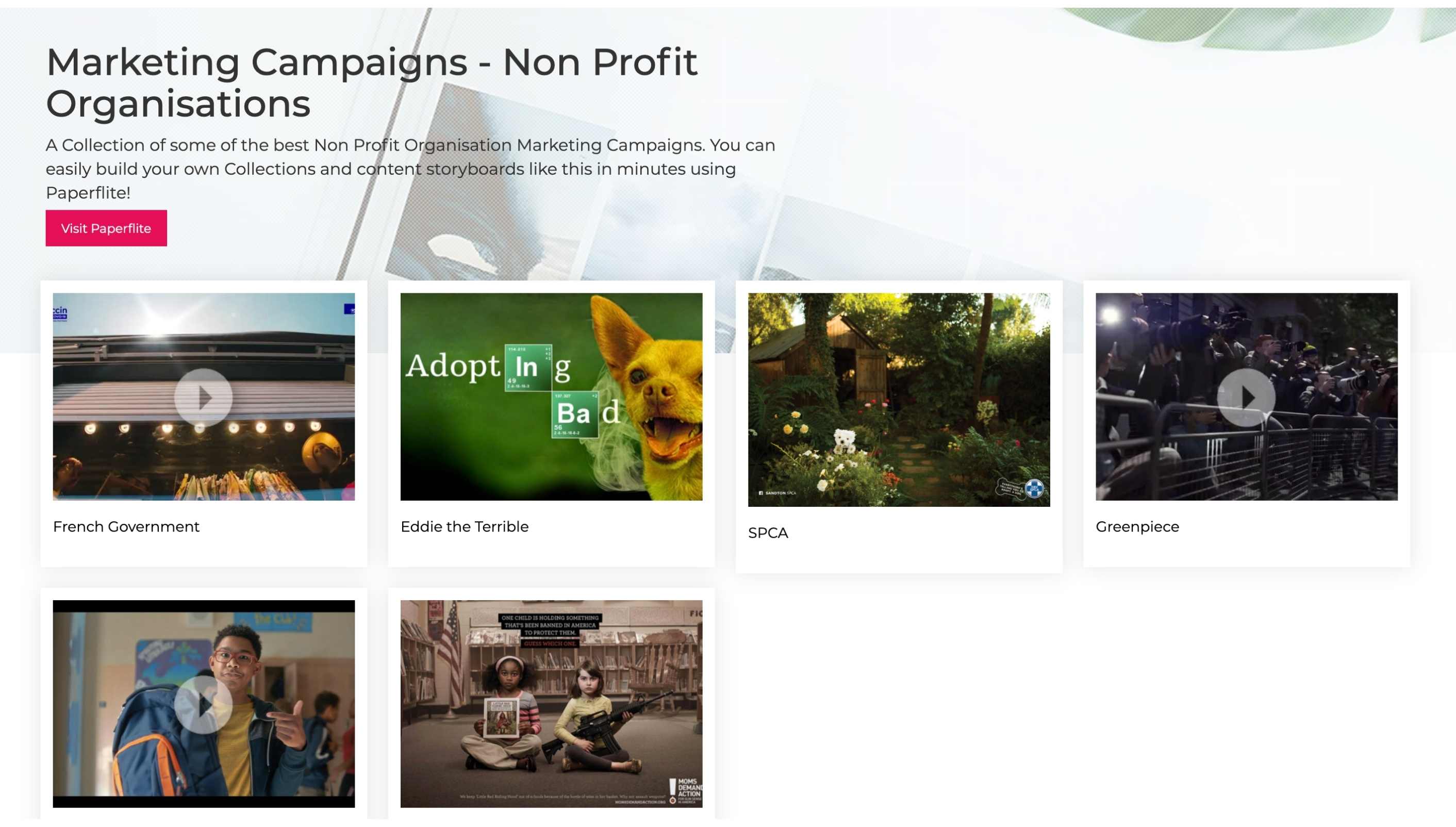 A Paperflite collection of Marketing Campaign examples in the Non Profit Organisation industry
