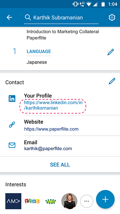 What is my LinkedIn URL | Paperflite | Finding LinkedIn URL in Mobile App