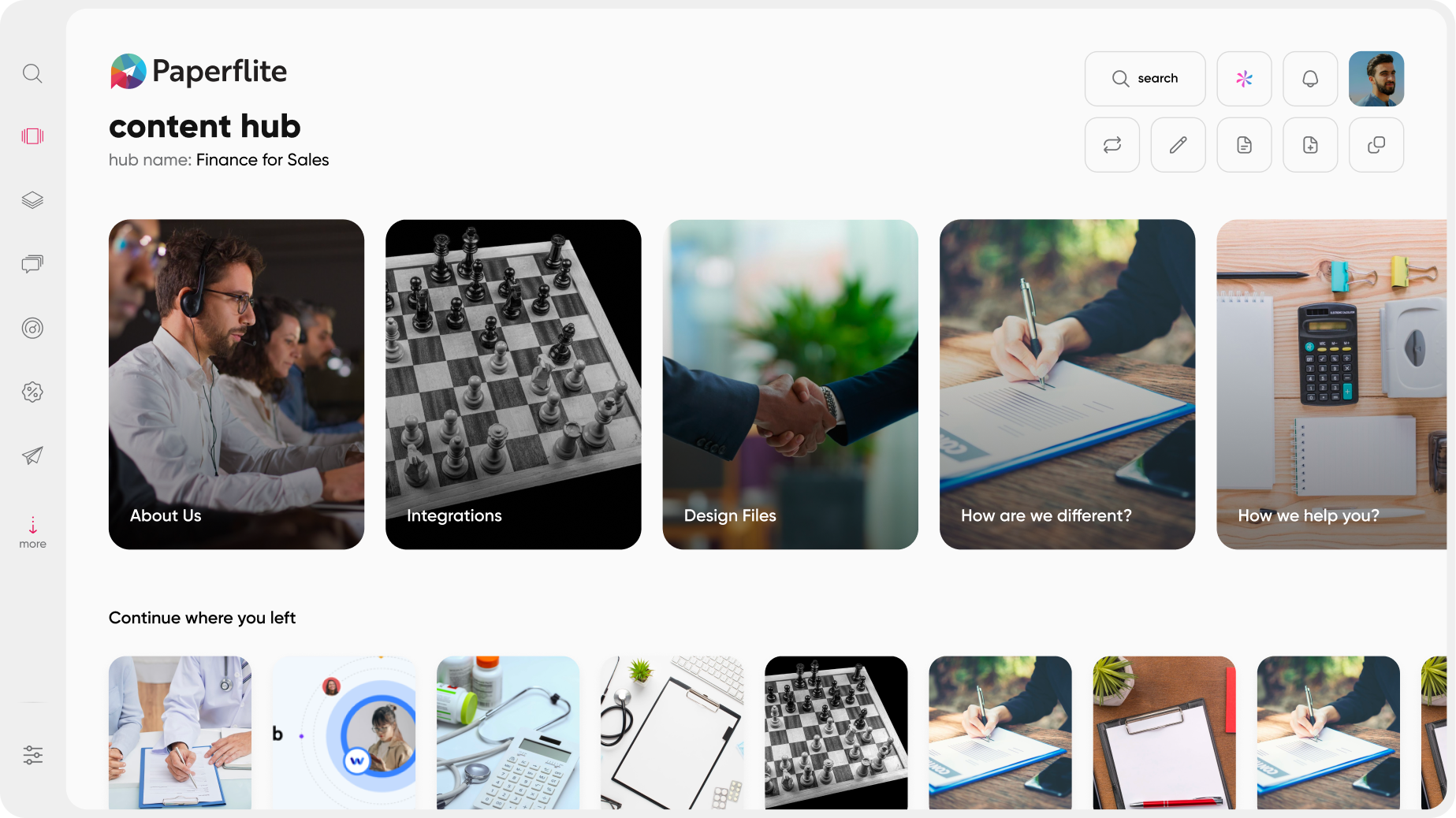 Shows what a partner sees when they log in to find current, approved sales content.